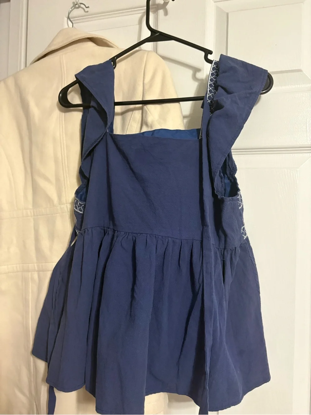 SHEIN Navy Blue Sleeveless Embroidered Floral shirt